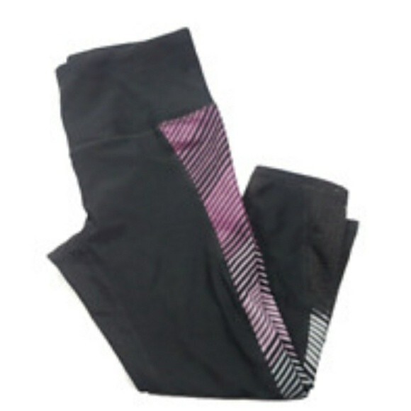 NEW RBX Legging Capri Length Size SMALL Black with Purple Grey accent. - Picture 2 of 3